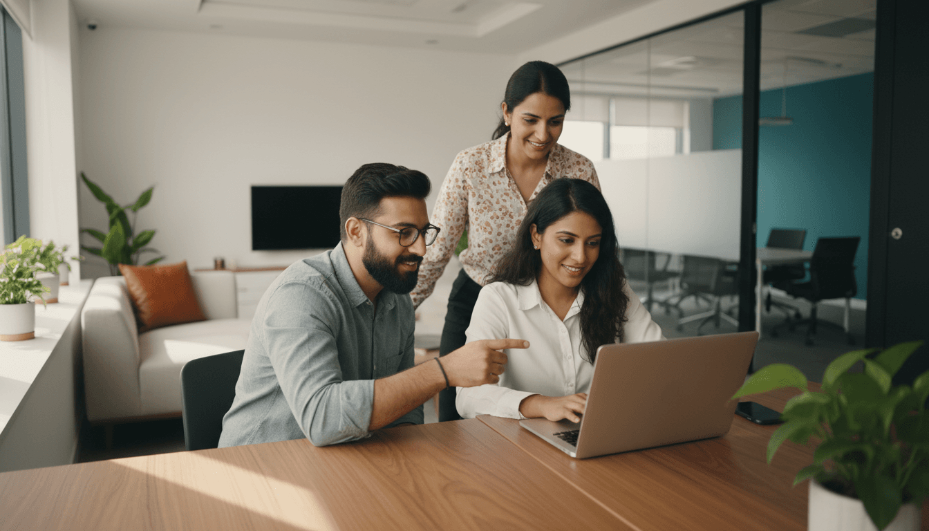 Offshore professionals collaborating on backend work