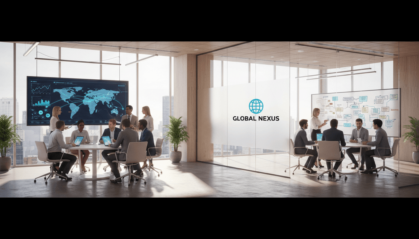 International business professionals working together