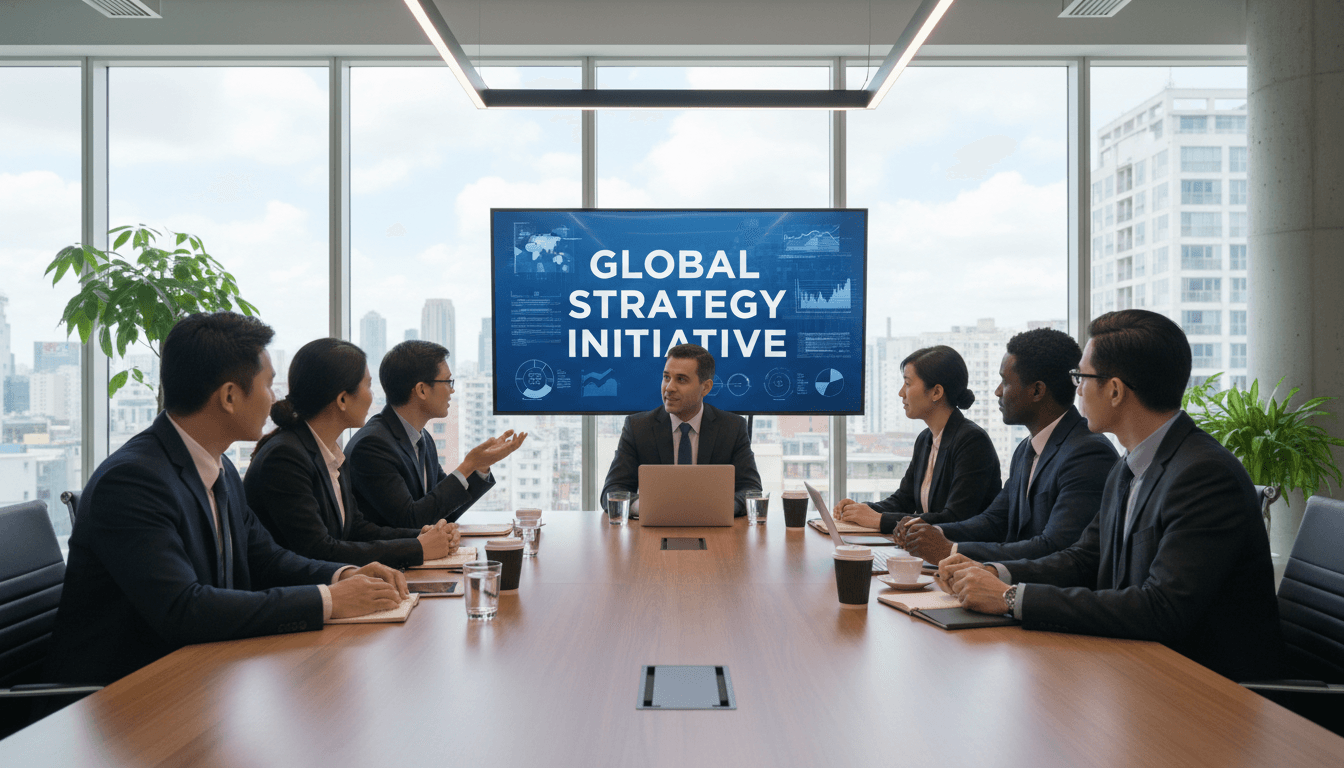 Diverse team of professionals working together in a modern office environment
